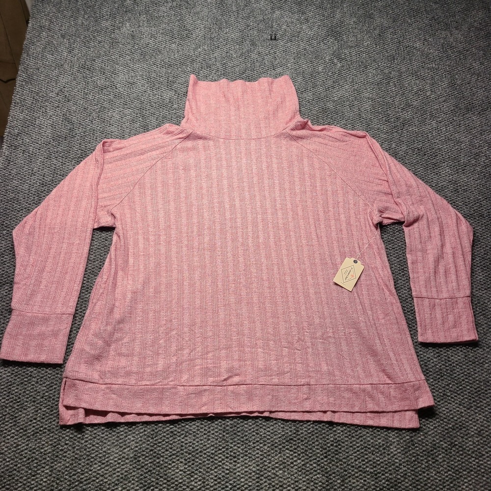 NWT St. John's Bay Sweater Womens 2X Light Pink Ribbed Knitted Turtle Neck